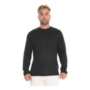 Wol Lange Mouw Effen T-shirt Gran Sasso , Black , Heren