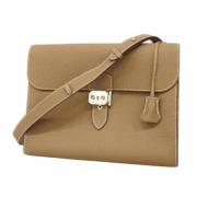 Pre-owned Leather shoulder-bags Hermès Vintage , Beige , Dames