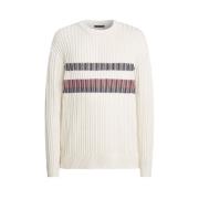 Chunky Ribbed Striped Sweater Tommy Hilfiger , White , Heren