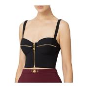 Stijlvolle Top met Unieke Stijl Elisabetta Franchi , Black , Dames