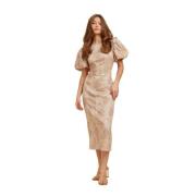 Elegante Lange Jurk voor Vrouwen DRY Lake , Beige , Dames