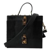 Zwarte Leren Hagedis-geëtste Schoudertas Dolce & Gabbana , Black , Her...