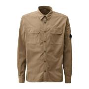 Gabardine overshirt met knoopsluiting C.p. Company , Brown , Heren