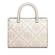 Beige Square Tote Tas Ingedrukt Ontwerp Tory Burch , Beige , Dames