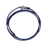 Navy Wrap-Around String Bracelet with Sterling Silver Lock Nialaya , G...