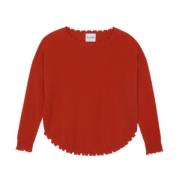 Cashmere Ronde Hals Trui - Oranje Rood Kujten , Red , Dames