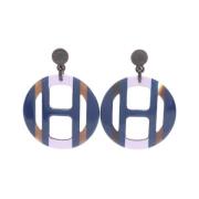 Pre-owned Fabric earrings Hermès Vintage , Blue , Dames