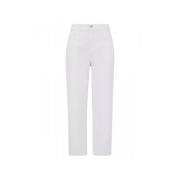 Hoge taille rechte snit katoenen jeans Moncler , White , Dames