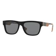 B Logo Sunglasses Black/Grey Check Burberry , Multicolor , Heren