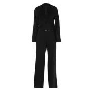 Zwart wollen jumpsuit met logo Gucci , Black , Dames