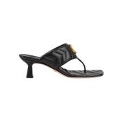 Double G Zwarte Gewatteerde Leren Sandalen Gucci , Black , Dames