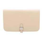 Pre-owned Leather wallets Hermès Vintage , Beige , Dames