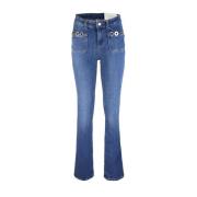 Blauwe Straight Fit Jeans Rits Sluiting Liu Jo , Blue , Dames