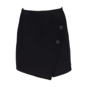 Zwarte Wol Asymmetrische Mini Rok Liviana Conti , Black , Dames