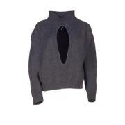 Donkergrijze Cutout Mock Neck Sweater Liviana Conti , Gray , Dames