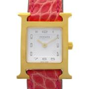 Pre-owned Leather watches Hermès Vintage , White , Dames