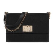 Zwarte Schoudertas met Metalen Ketting Furla , Black , Dames