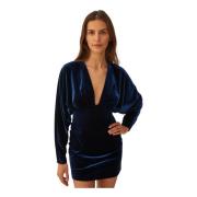 Donkerblauwe Mini Jurk voor Date Night Undress Code , Blue , Dames