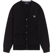 Italiaanse Lamswollen Vest Zwart Fred Perry , Black , Heren