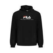 Zwarte Katoenen Hoodie voor Mannen Fila , Black , Heren