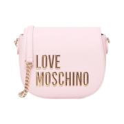 Roze Schoudertas met Gouden Details Moschino , Pink , Dames