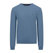 Merino Cashmere O-Neck Sweater Fynch-Hatton , Blue , Heren