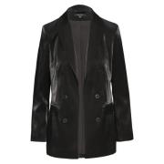 Stijlvolle Blazer met Oplopende Reverskraag Comma , Black , Dames