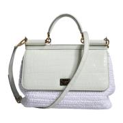 Witte leren crossbodytas met gouden hardware Dolce & Gabbana , White ,...