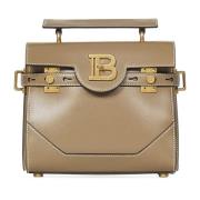 Bruine Leren Tote Tas Balmain , Brown , Dames