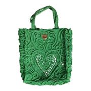 Groene Kant Tote Tas met Goud Dolce & Gabbana , Green , Dames