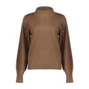 Turtle Neck Lurex Pullover Sweater Geisha , Brown , Dames