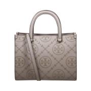 Geëtste Vierkante Tote Tas Tory Burch , Beige , Dames