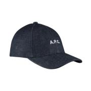 Denim Charlie Cap met met de hand gestikte panelen A.p.c. , Blue , Her...