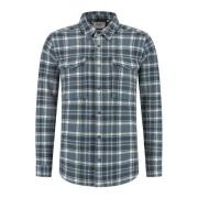 Geruit Twill Overshirt Regular Fit Pure Path , Blue , Heren