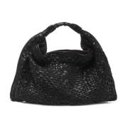 Gevlochten 'Edera' Hobo Tas met Rits Campomaggi , Black , Dames