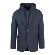 Blauwe Blazer met Omkeerbare Kraag Emporio Armani , Blue , Heren