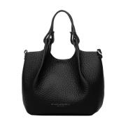 Elegante Zwarte Leren Tote Tas Gianni Chiarini , Black , Dames