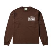 LS Tee met Temple Print Aries , Brown , Heren