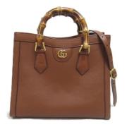 Pre-owned Leather handbags Gucci Vintage , Brown , Dames