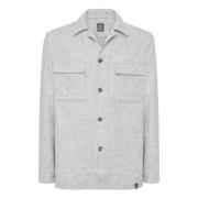 Wol en Tencel Camp Overshirt Boggi Milano , Gray , Heren