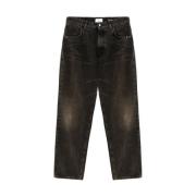 Zwarte Denim Jeans James Model Amish , Black , Heren