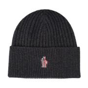 Kasjmier Grijs Beanie met Logo Patch Moncler , Gray , Heren