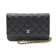 Pre-owned Leather shoulder-bags Chanel Vintage , Black , Dames