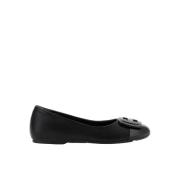 Glanzende en Satijnen Afwerking Leren Ballerina's Hogan , Black , Dame...