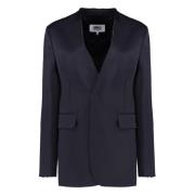 Wollen blend blazer Eén knoopsluiting MM6 Maison Margiela , Blue , Dam...