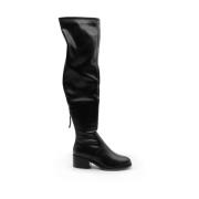 Kniehoge zwarte leren laarzen Steve Madden , Black , Dames