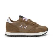 Bruine leren sneakers met roze logo Sun68 , Brown , Dames