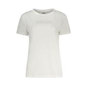 Witte Katoenen Tops met Strass Details Guess , White , Dames