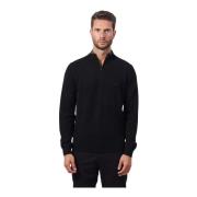 Zwarte Wol Zip Trui Hugo Boss , Black , Heren