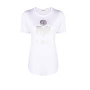 Linnen T-shirt met Logo Isabel Marant , White , Dames